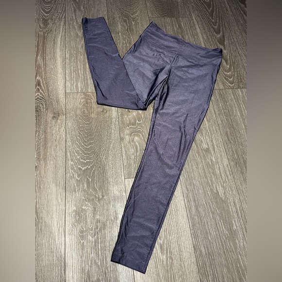 Forever 21 Metallic Purple Silver Workout Leggings - Picture 1 of 4